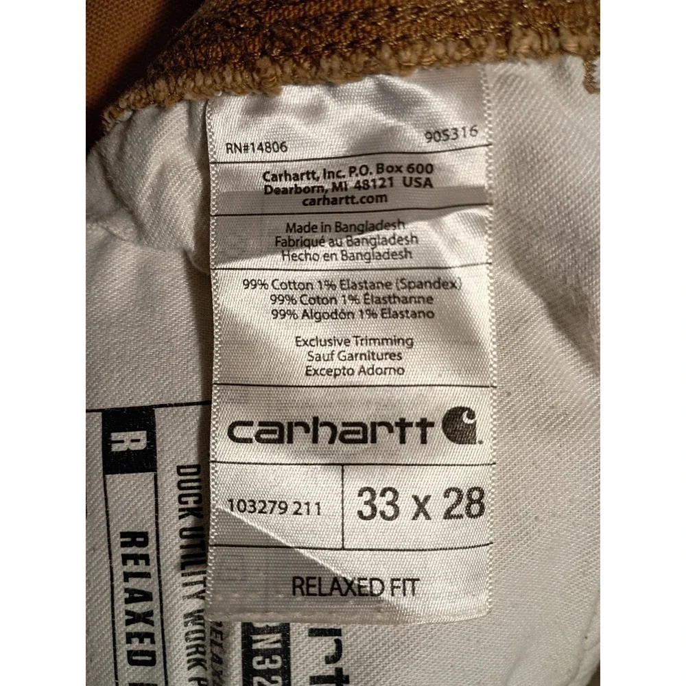 Carhartt Thrashed/Stained Rugged Flex Relaxed Fit Duck Utility Work Pants 33X27‎